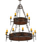 Meyda Lighting Toscano 48" 15-Light 2-Tier Cafe Noir Natural Rust Chandelier With Amber Faux Candlelight