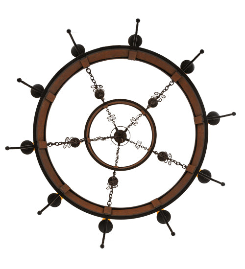 Meyda Lighting Toscano 48" 15-Light 2-Tier Cafe Noir Natural Rust Chandelier With Amber Faux Candlelight