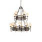 Meyda Lighting Toscano 48" 15-Light 2-Tier Gilded Tobacco Chandelier With Cream Silk Pleated Fabric Shade