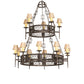 Meyda Lighting Toscano 48" 15-Light 2-Tier Gilded Tobacco Chandelier With Cream Silk Pleated Fabric Shade