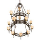 Meyda Lighting Toscano 48" 15-Light 2-Tier Gilded Tobacco Chandelier With Cream Silk Pleated Fabric Shade