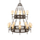Meyda Lighting Toscano 48" 15-Light 2-Tier Gilded Tobacco Chandelier With Cream Silk Pleated Fabric Shade