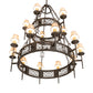 Meyda Lighting Toscano 48" 15-Light 2-Tier Gilded Tobacco Chandelier With Cream Silk Pleated Fabric Shade