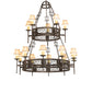Meyda Lighting Toscano 48" 15-Light 2-Tier Gilded Tobacco Chandelier With Cream Silk Pleated Fabric Shade