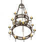 Meyda Lighting Toscano 48" 15-Light 2-Tier Gilded Tobacco Chandelier With Ivory Faux Candlelight