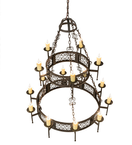 Meyda Lighting Toscano 48" 15-Light 2-Tier Gilded Tobacco Chandelier With Ivory Faux Candlelight