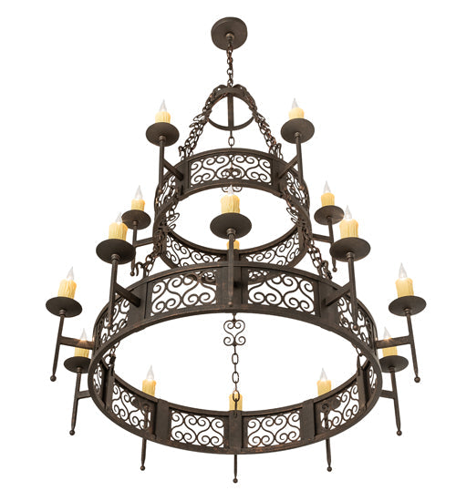 Meyda Lighting Toscano 48" 15-Light 2-Tier Gilded Tobacco Chandelier With Ivory Faux Candlelight