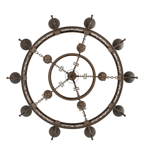 Meyda Lighting Toscano 48" 15-Light 2-Tier Gilded Tobacco Chandelier With Ivory Faux Candlelight
