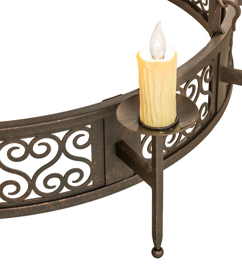 Meyda Lighting Toscano 48" 15-Light 2-Tier Gilded Tobacco Chandelier With Ivory Faux Candlelight