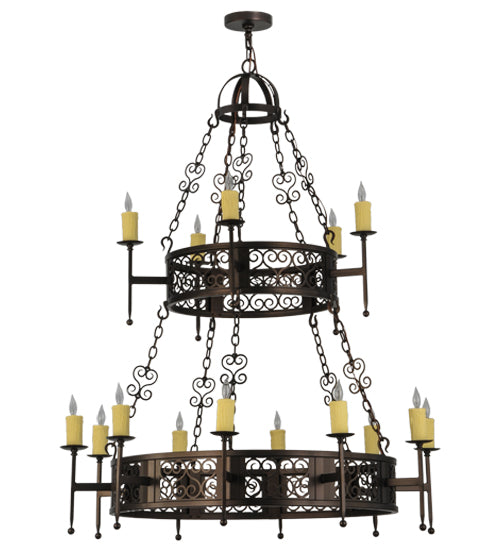 Meyda Lighting Toscano 48" 15-Light 2-Tier Mahogany Bronze Chandelier