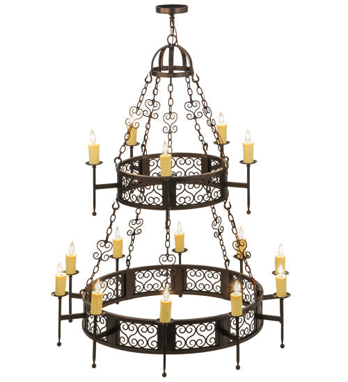 Meyda Lighting Toscano 48" 15-Light 2-Tier Mahogany Bronze Chandelier