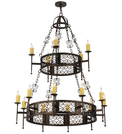 Meyda Lighting Toscano 48" 15-Light 2-Tier Mahogany Bronze Chandelier