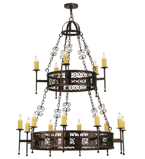 Meyda Lighting Toscano 48" 15-Light 2-Tier Mahogany Bronze Chandelier