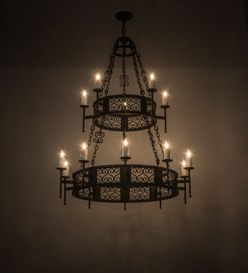 Meyda Lighting Toscano 48" 15-Light 2-Tier Smoke Chandelier With White Faux Candlelight