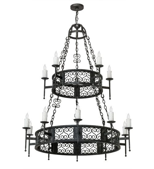 Meyda Lighting Toscano 48" 15-Light 2-Tier Smoke Chandelier With White Faux Candlelight