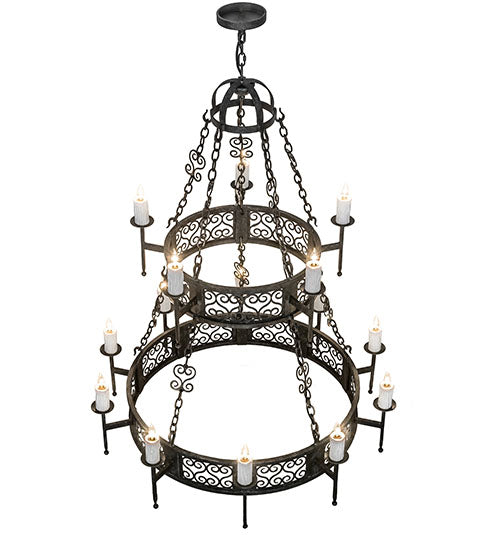 Meyda Lighting Toscano 48" 15-Light 2-Tier Smoke Chandelier With White Faux Candlelight
