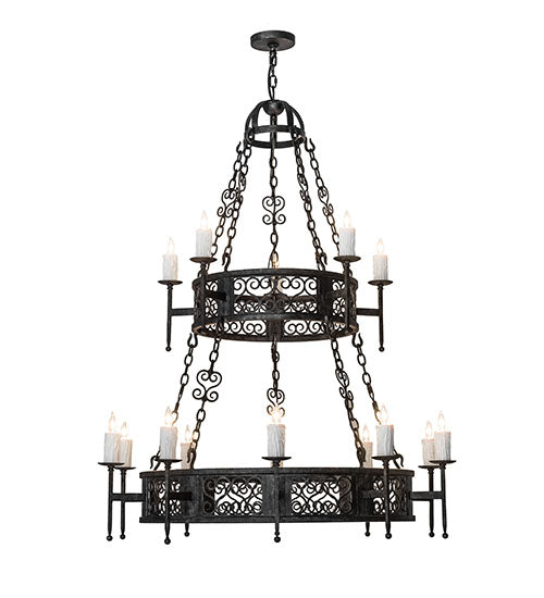 Meyda Lighting Toscano 48" 15-Light 2-Tier Smoke Chandelier With White Faux Candlelight