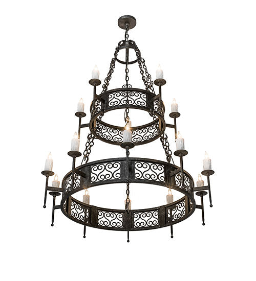 Meyda Lighting Toscano 48" 15-Light 2-Tier Smoke Chandelier With White Faux Candlelight