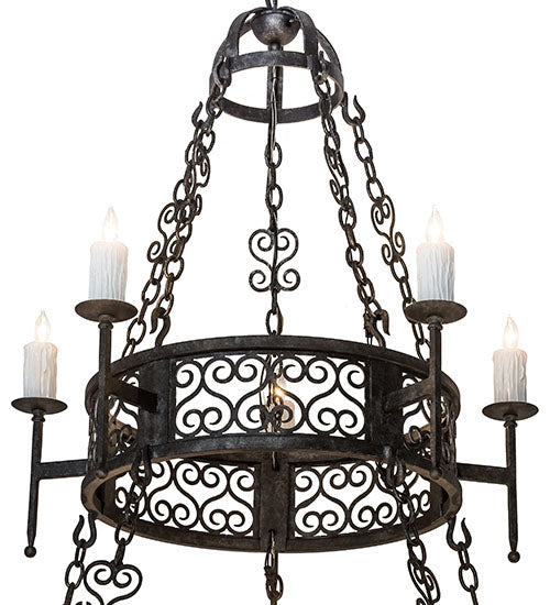 Meyda Lighting Toscano 48" 15-Light 2-Tier Smoke Chandelier With White Faux Candlelight