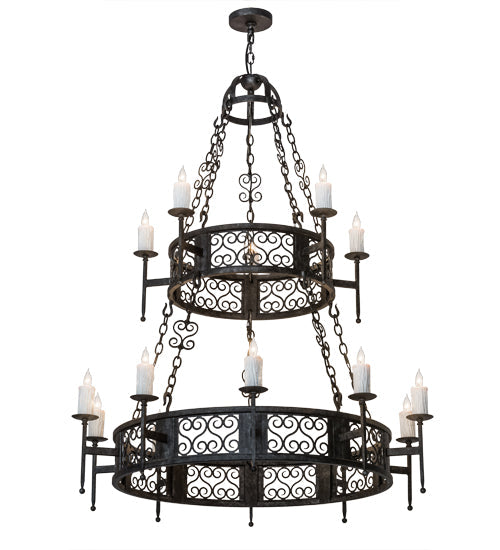 Meyda Lighting Toscano 48" 15-Light 2-Tier Smoke Chandelier With White Faux Candlelight