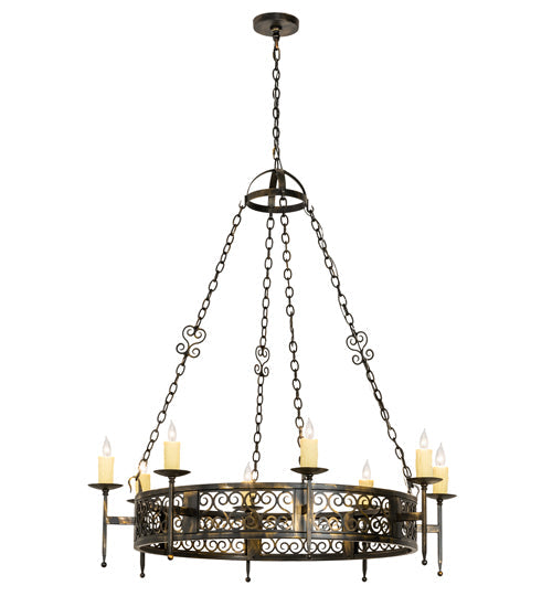 Meyda Lighting Toscano 48" 8-Light Antique Black Chandelier With Ivory Faux Candlelight