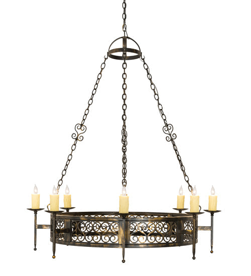 Meyda Lighting Toscano 48" 8-Light Antique Black Chandelier With Ivory Faux Candlelight