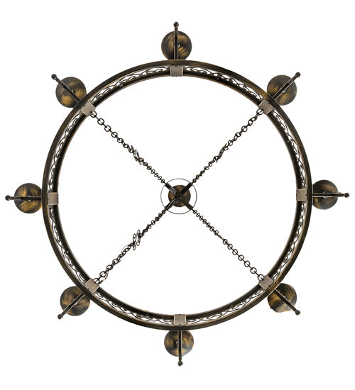 Meyda Lighting Toscano 48" 8-Light Antique Black Chandelier With Ivory Faux Candlelight