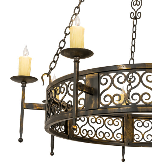 Meyda Lighting Toscano 48" 8-Light Antique Black Chandelier With Ivory Faux Candlelight