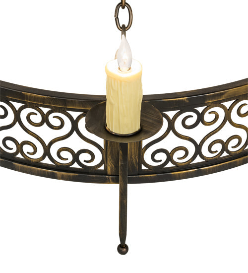 Meyda Lighting Toscano 48" 8-Light Antique Black Chandelier With Ivory Faux Candlelight
