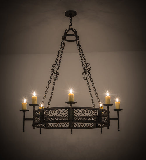 Meyda Lighting Toscano 48" 8-Light Copper Rust Chandelier With Ivory Faux Candlelight