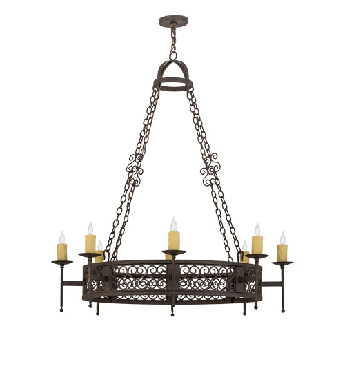 Meyda Lighting Toscano 48" 8-Light Copper Rust Chandelier With Ivory Faux Candlelight