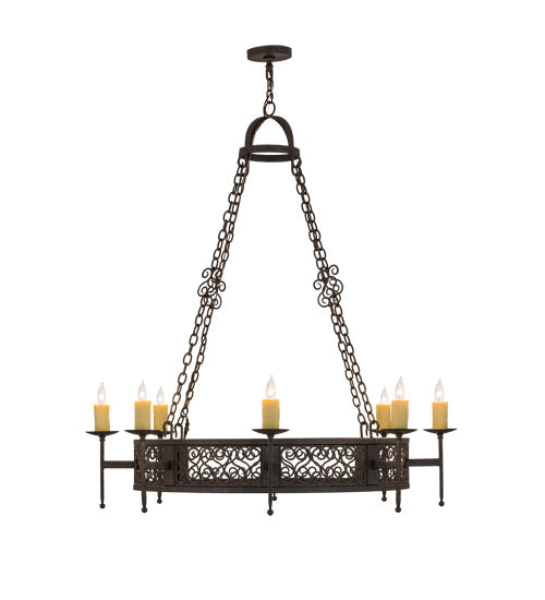 Meyda Lighting Toscano 48" 8-Light Copper Rust Chandelier With Ivory Faux Candlelight