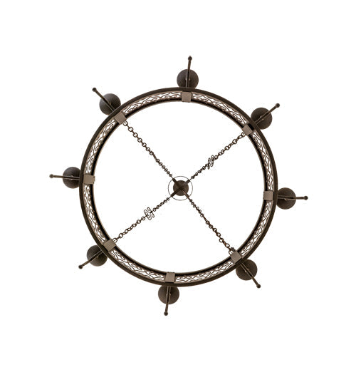 Meyda Lighting Toscano 48" 8-Light Copper Rust Chandelier With Ivory Faux Candlelight