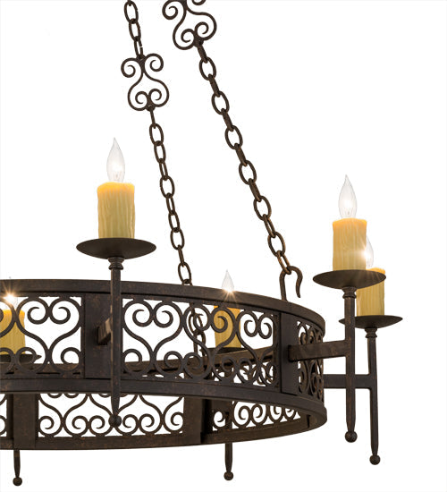 Meyda Lighting Toscano 48" 8-Light Copper Rust Chandelier With Ivory Faux Candlelight