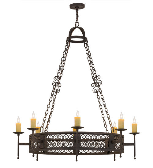 Meyda Lighting Toscano 48" 8-Light Copper Rust Chandelier With Ivory Faux Candlelight