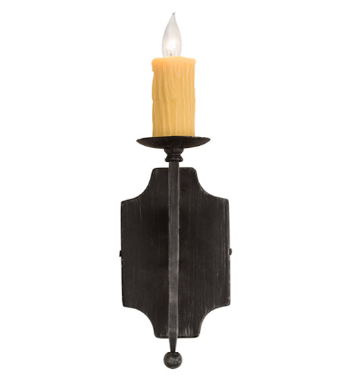 Meyda Lighting Toscano 5" Antique Iron Gate Wall Sconce With Ivory Faux Candlelight