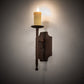 Meyda Lighting Toscano 5" Antique Rust Wall Sconce With Ivory Faux Candlelight