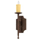 Meyda Lighting Toscano 5" Antique Rust Wall Sconce With Ivory Faux Candlelight