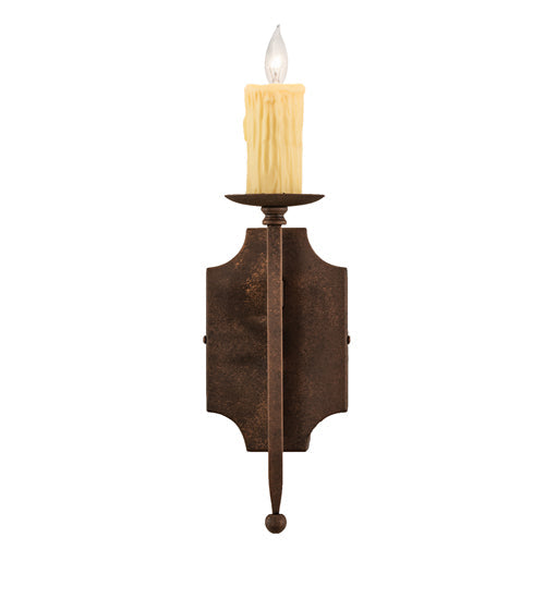 Meyda Lighting Toscano 5" Antique Rust Wall Sconce With Ivory Faux Candlelight