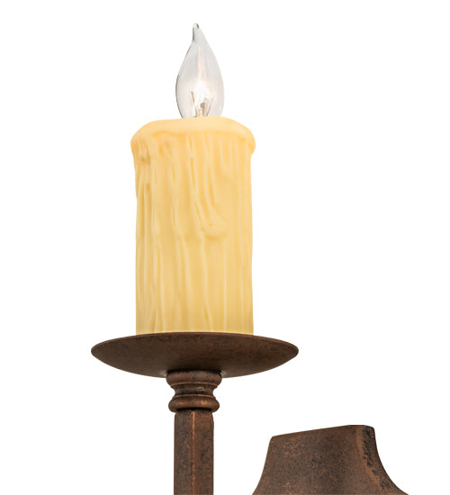 Meyda Lighting Toscano 5" Antique Rust Wall Sconce With Ivory Faux Candlelight