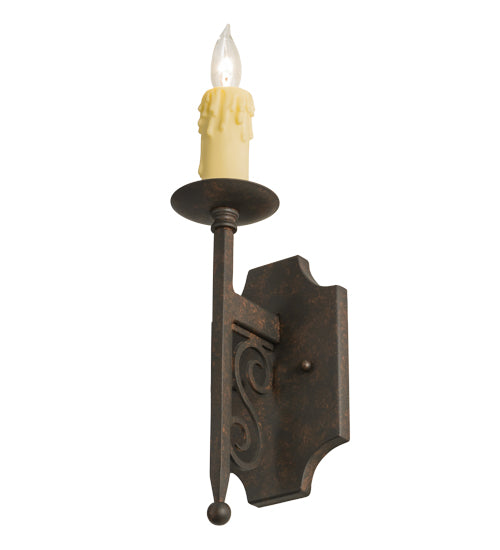 Meyda Lighting Toscano 5" Cajun Spice Textured Wall Sconce With Ivory Faux Candlelight