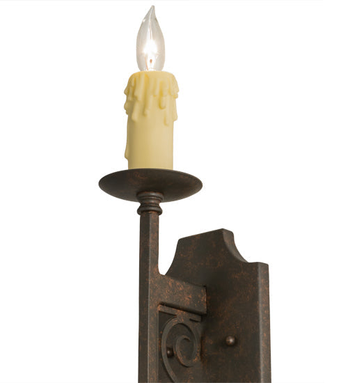 Meyda Lighting Toscano 5" Cajun Spice Textured Wall Sconce With Ivory Faux Candlelight
