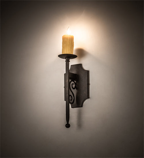 Meyda Lighting Toscano 5" Chestnut Wall Sconce With Ivory Faux Candlelight