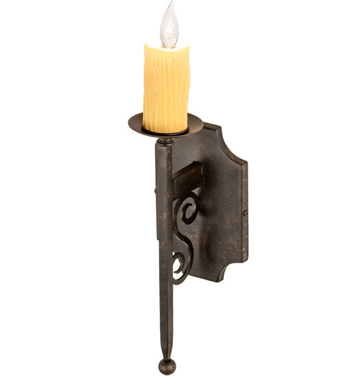 Meyda Lighting Toscano 5" Chestnut Wall Sconce With Ivory Faux Candlelight