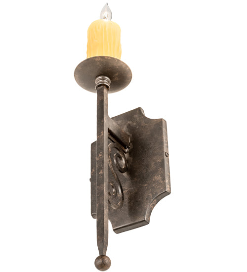 Meyda Lighting Toscano 5" Chestnut Wall Sconce With Ivory Faux Candlelight