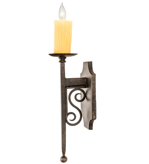 Meyda Lighting Toscano 5" Chestnut Wall Sconce With Ivory Faux Candlelight