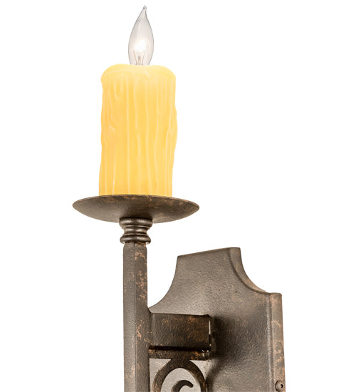 Meyda Lighting Toscano 5" Chestnut Wall Sconce With Ivory Faux Candlelight