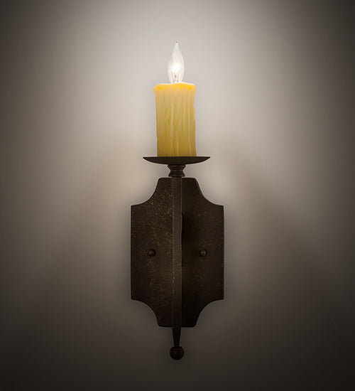 Meyda Lighting Toscano 5" Pompeii Gold Wall Sconce With Ivory Faux Candlelight