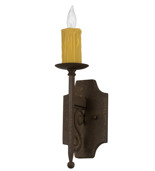 Meyda Lighting Toscano 5" Pompeii Gold Wall Sconce With Ivory Faux Candlelight