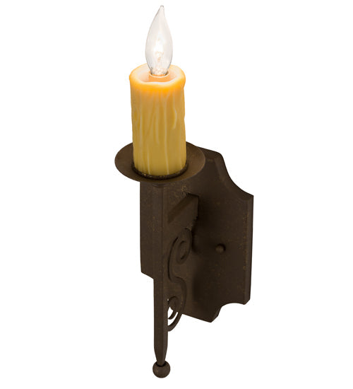 Meyda Lighting Toscano 5" Pompeii Gold Wall Sconce With Ivory Faux Candlelight